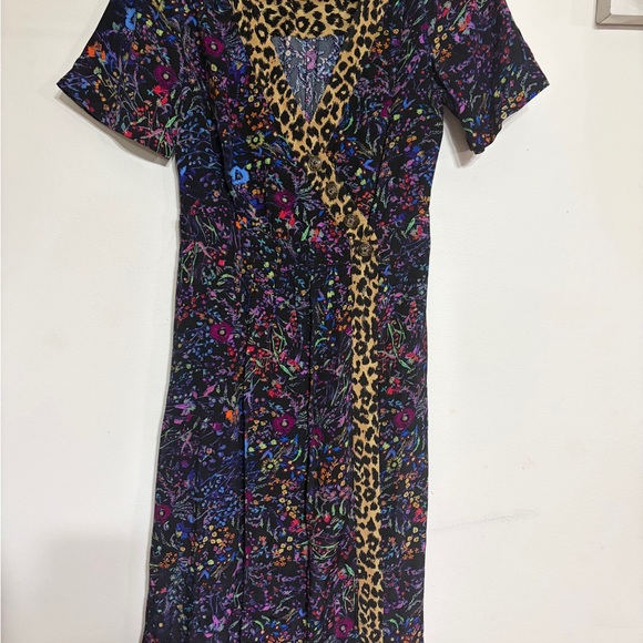 Anthropologie Multicolor Midi Dress with Leopard Accents - Picture 3 of 10